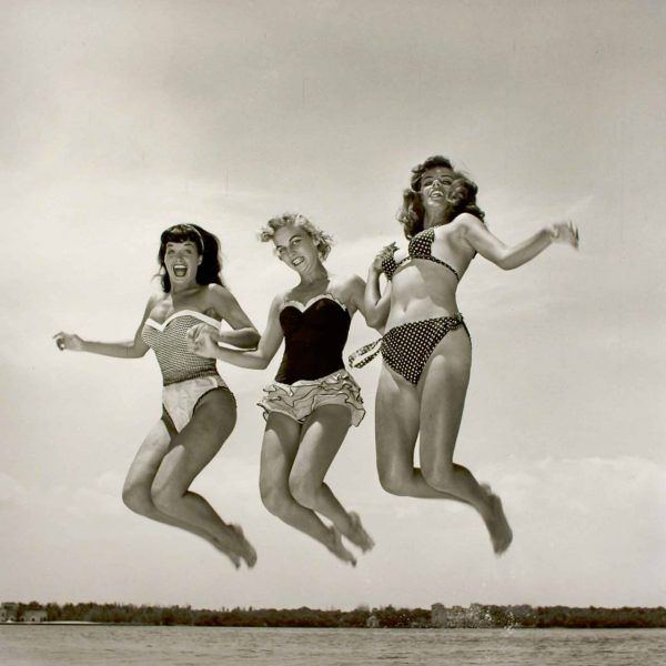 Bettie Page, Carol Jean Lauritzen and Kathy Stanley Jumping (Key Biscayne, FL)