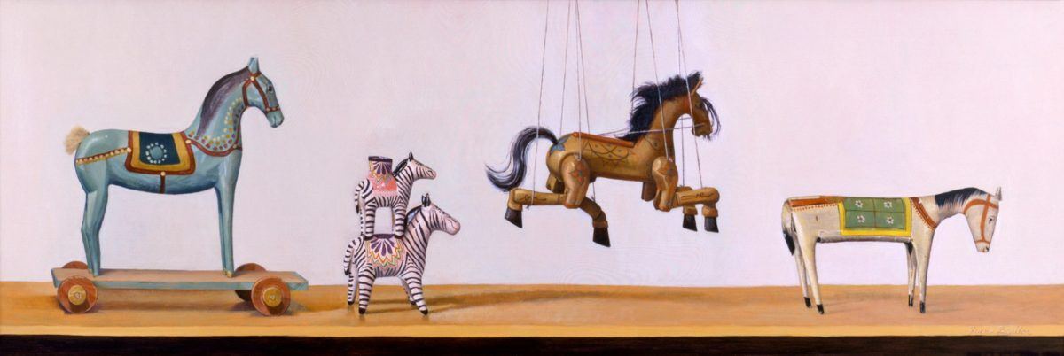 Horse of a Different Color, 16 x 48 inches, oil on board, 2014