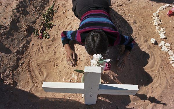 Paula Allen Esther on the Grave of her daughter , 26 x 40