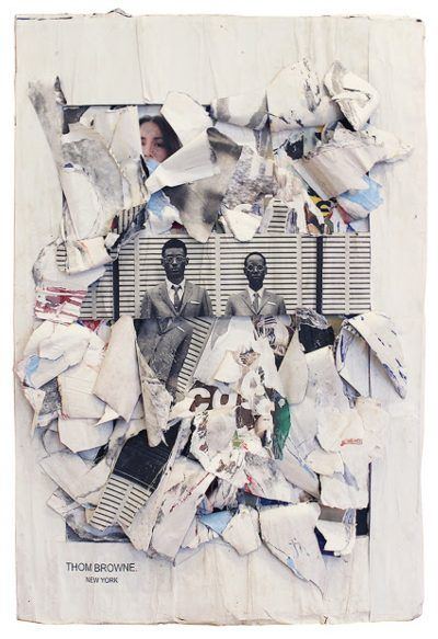 Thom Browne, street advertisment collage, 36 x 24 inches, 2800