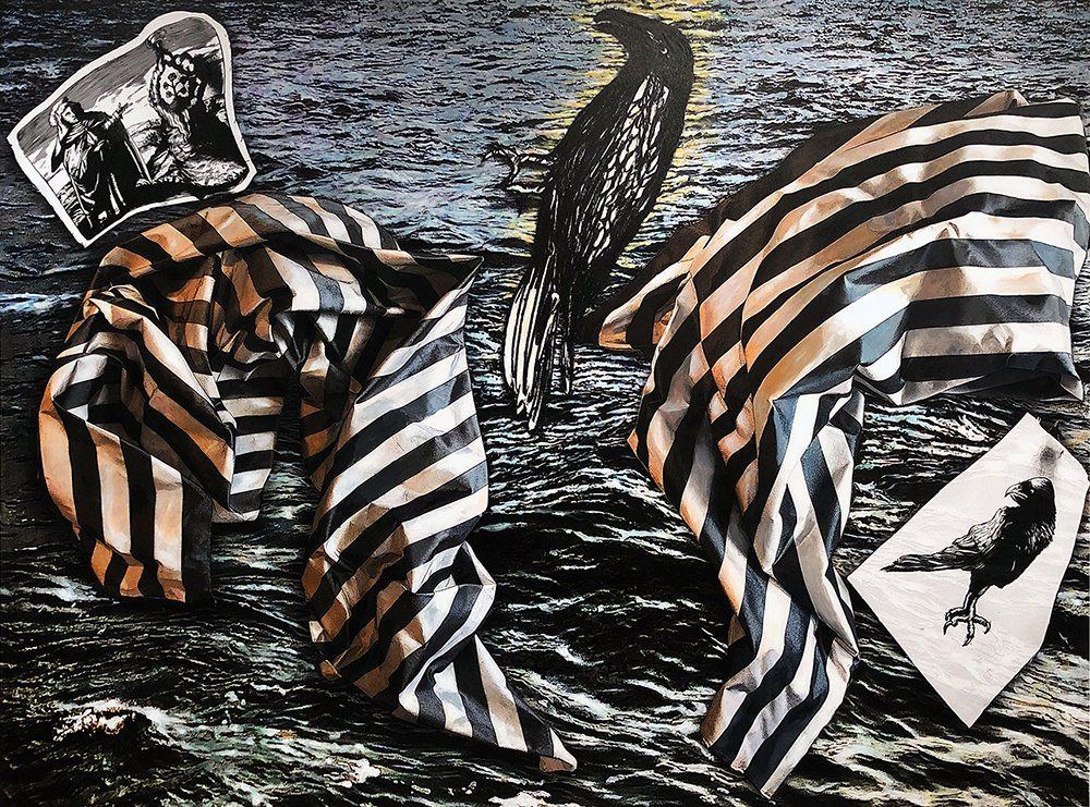 Mary Prophet, 2019, Acrylic paint and archival ink on canvas, 54 H X 74 W