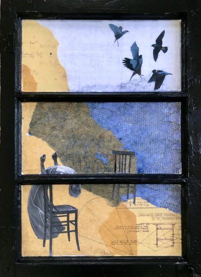 Triedman_Chaos Theory_collage on reclaimed window_23 x 17_2019_$2400